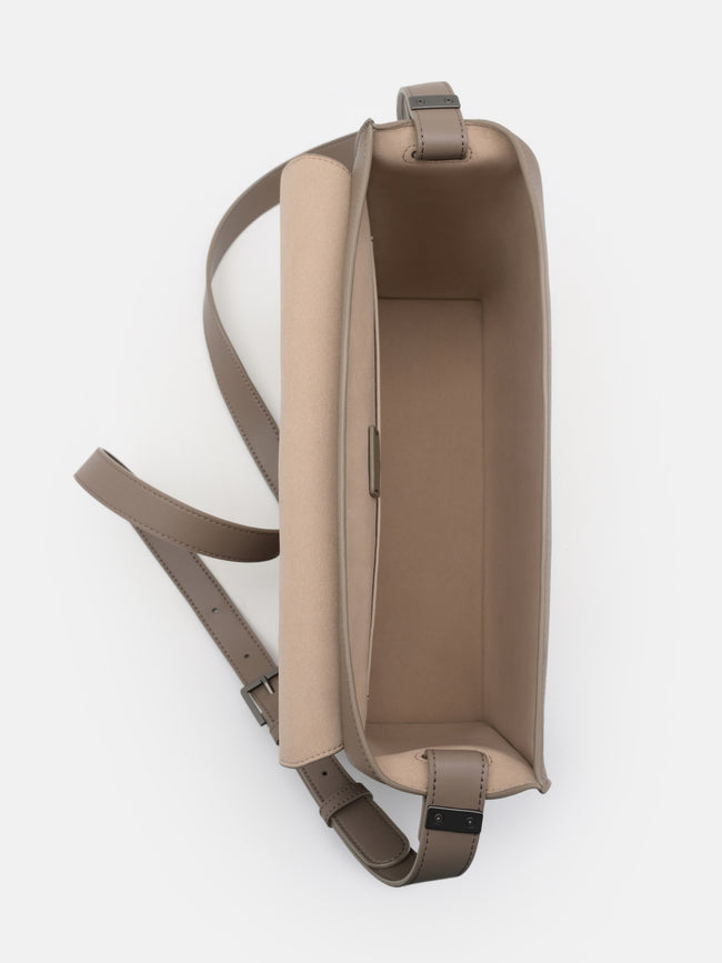 PEDRO Leather Crossbody Bag- Dark Taupe