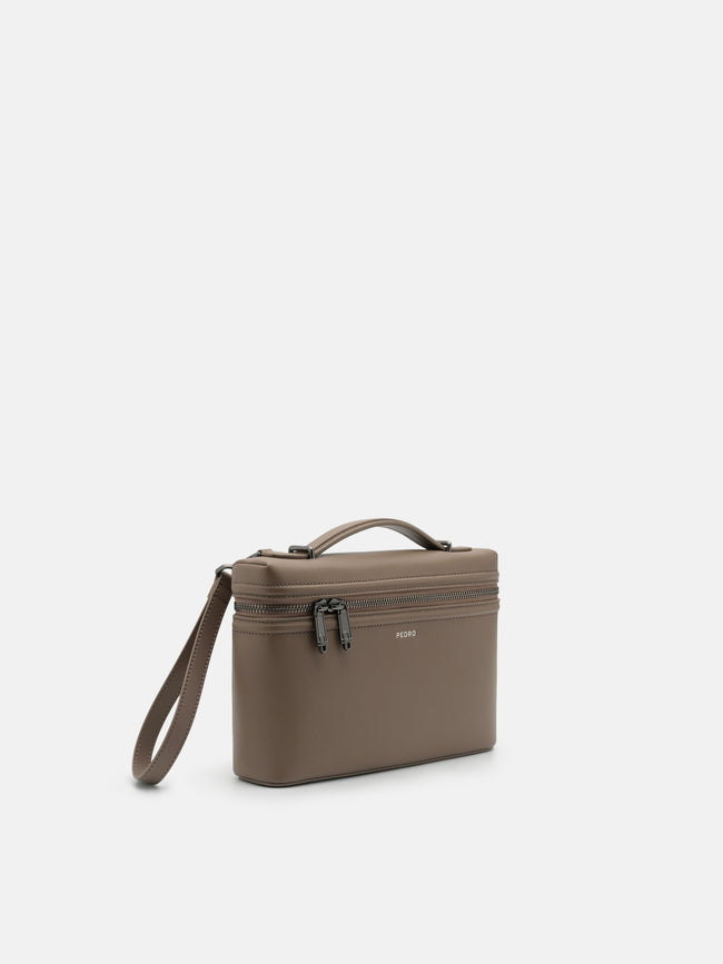 PEDRO Leather Clutch Bag- Dark Taupe