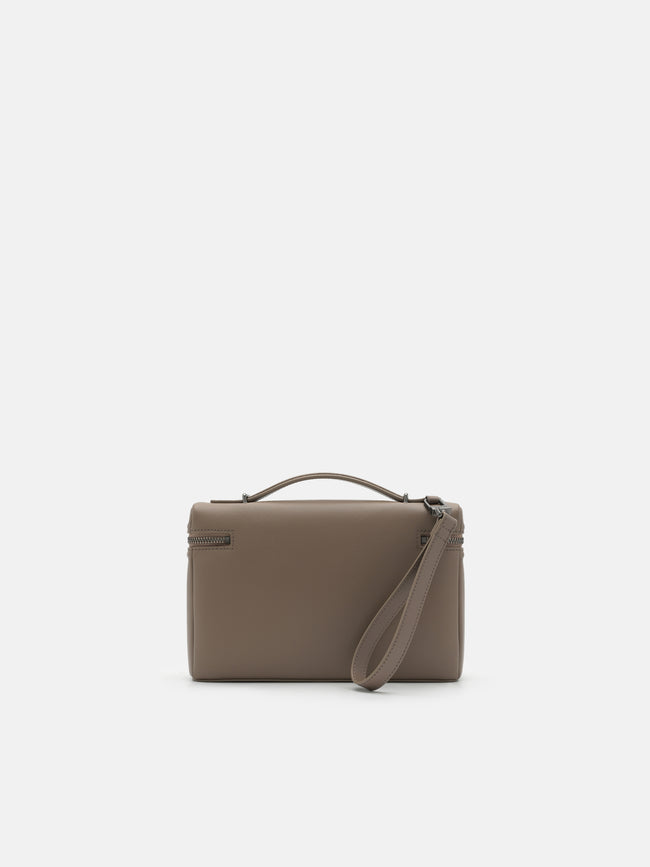 PEDRO Leather Clutch Bag- Dark Taupe