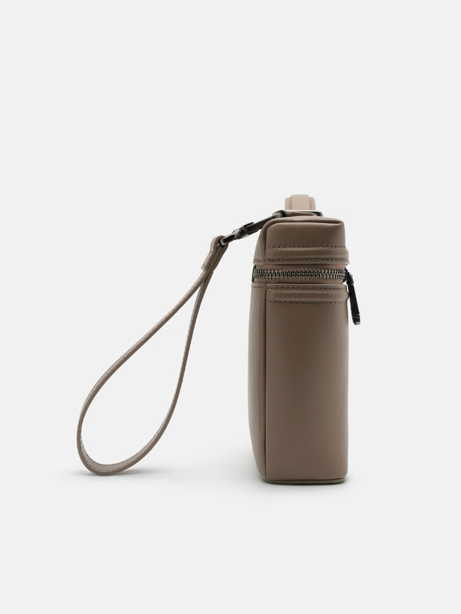 PEDRO Leather Clutch Bag- Dark Taupe