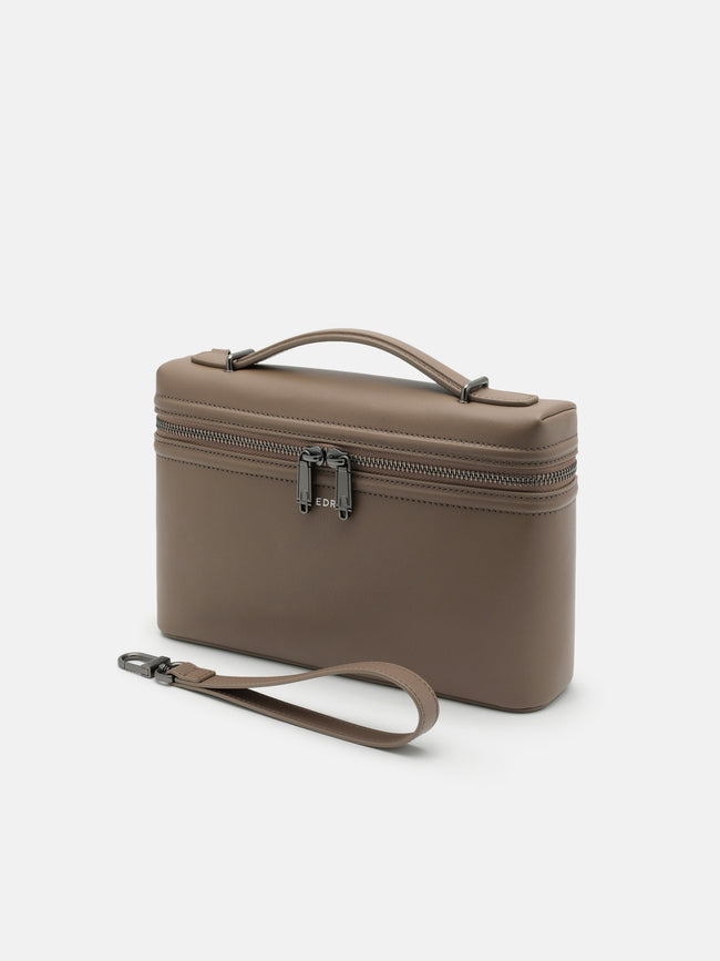 PEDRO Leather Clutch Bag- Dark Taupe
