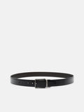 PEDRO Leather Reversible Pin Belt- Black Textured