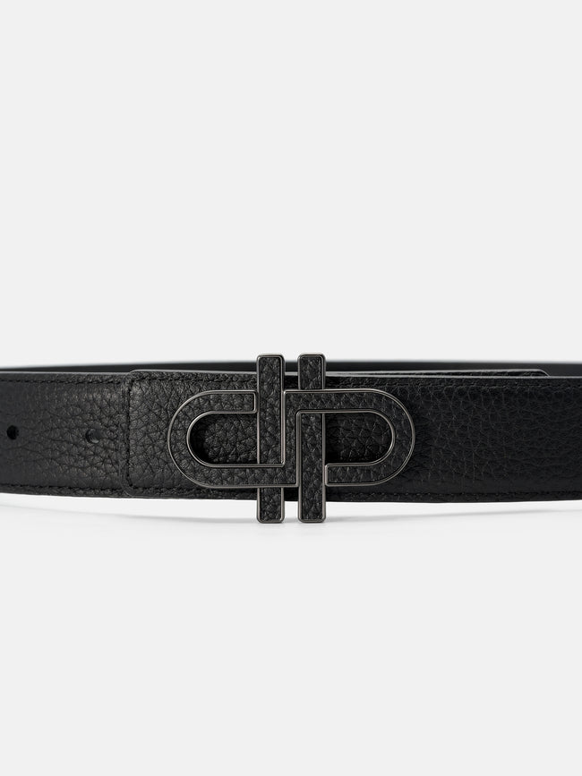 PEDRO Leather Reversible Tang Belt- Black
