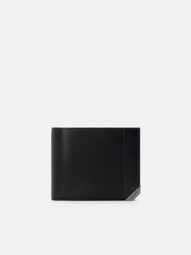 PEDRO Leather Bi-Fold Flip Wallet - Black