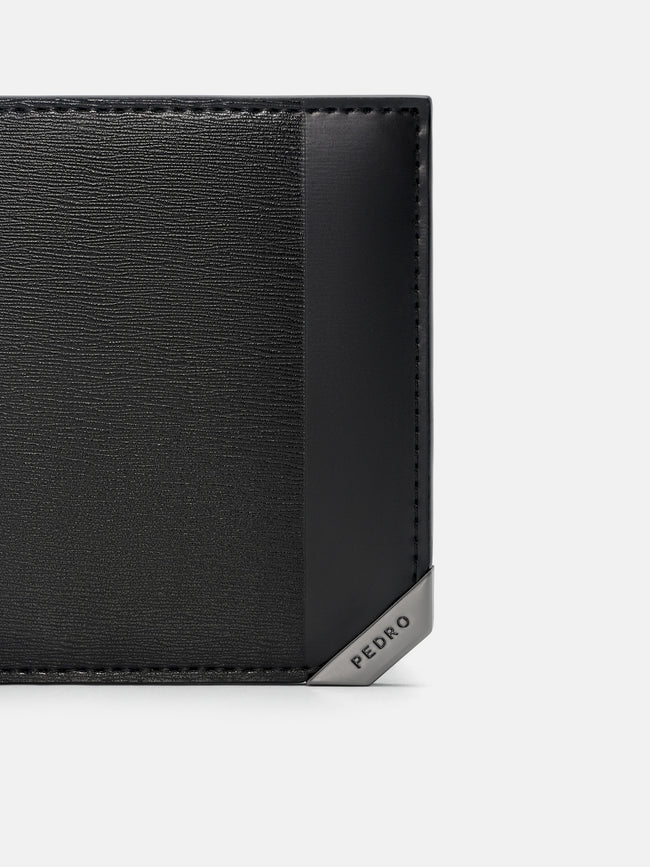 PEDRO Leather Bi-Fold Flip Wallet - Black