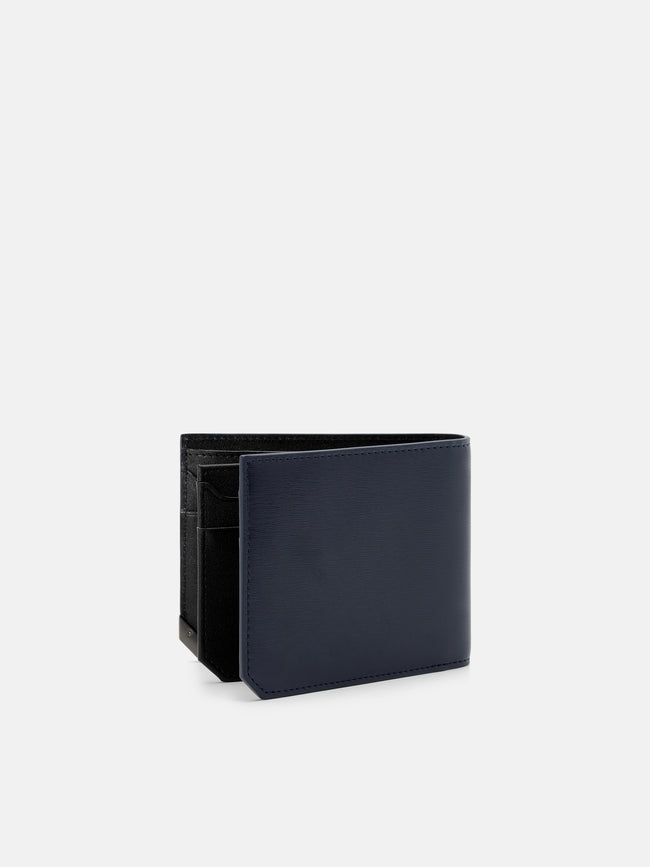 PEDRO Leather Bi-Fold Flip Wallet - Navy