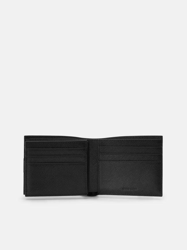 PEDRO Saffiano Leather Bi-Fold Flip Wallet- Black