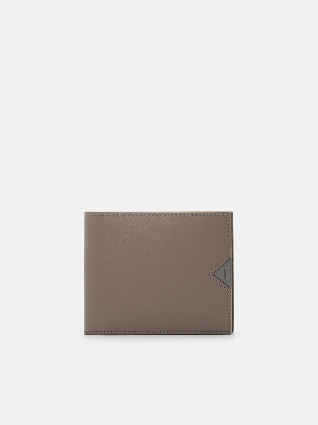 PEDRO Saffiano Leather Bi-Fold Flip Wallet- Dark Taupe
