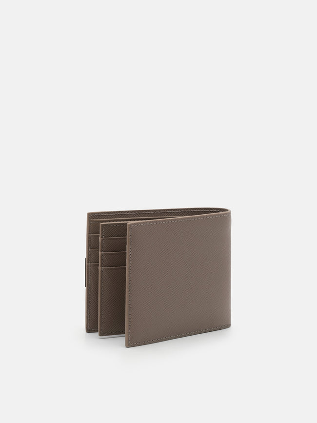 PEDRO Saffiano Leather Bi-Fold Flip Wallet- Dark Taupe