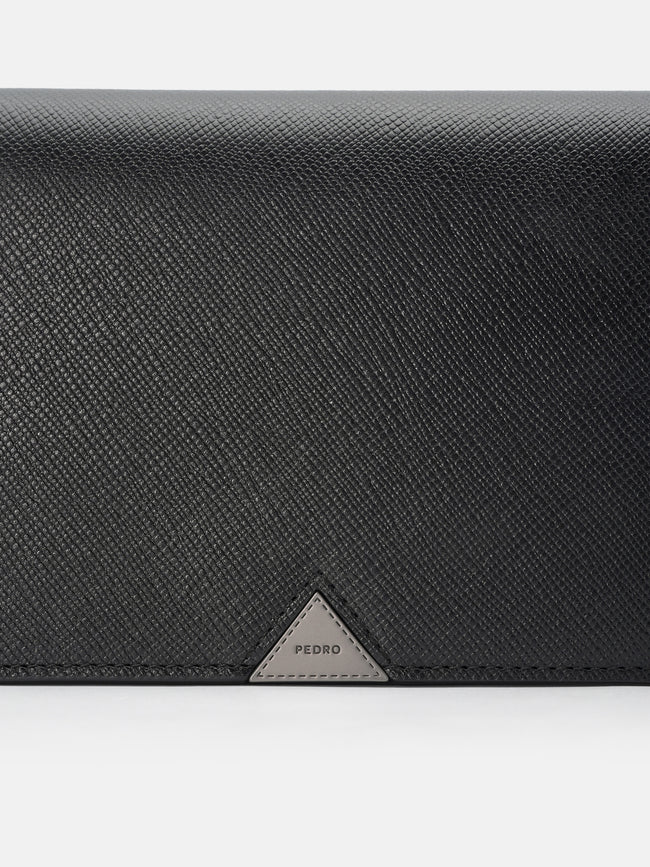 PEDRO Saffiano Leather Long Wallet- Black