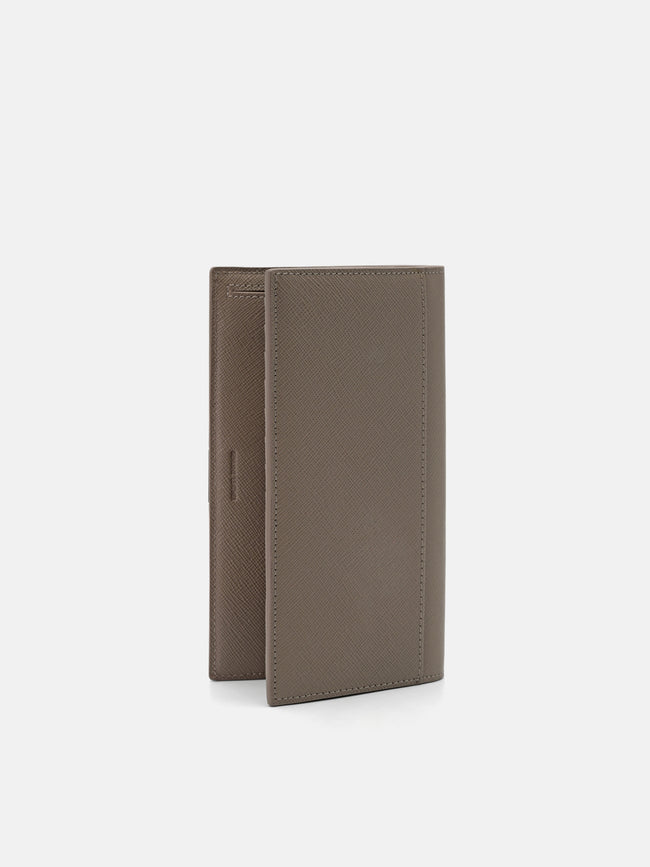 PEDRO Saffiano Leather Long Wallet- Dark Taupe