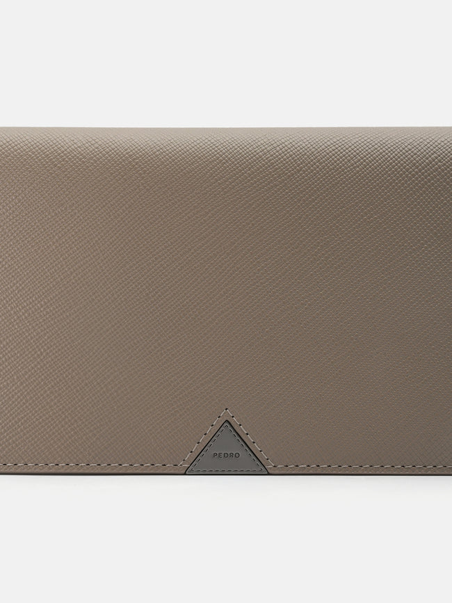 PEDRO Saffiano Leather Long Wallet- Dark Taupe