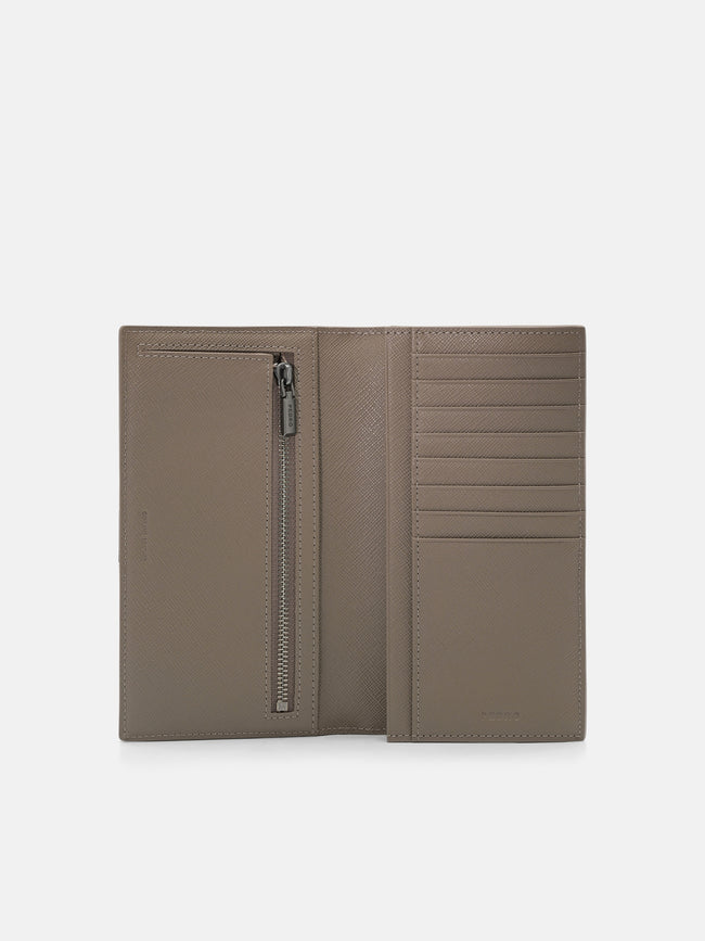 PEDRO Saffiano Leather Long Wallet- Dark Taupe