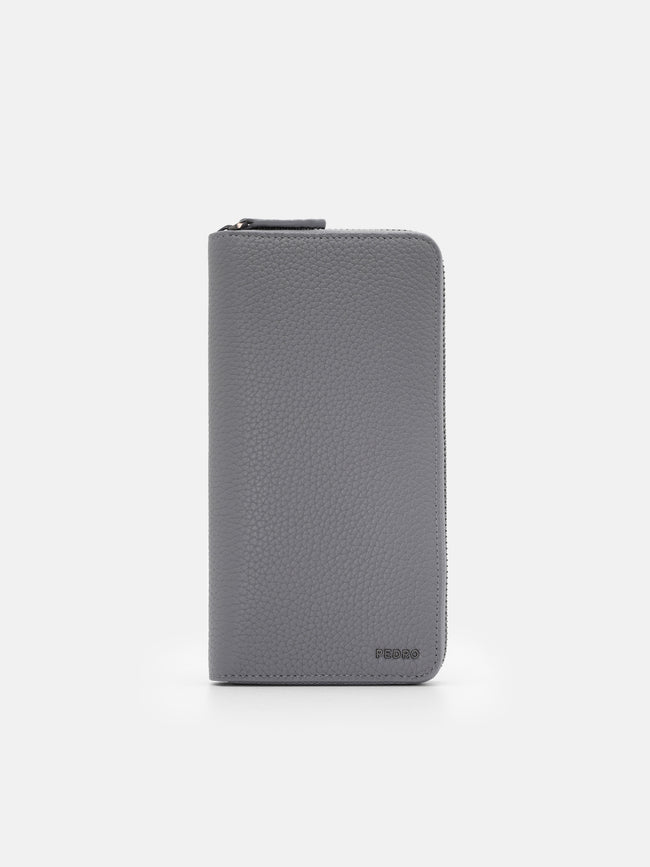PEDRO Tumbled Leather Long Wallet - Grey Tumble