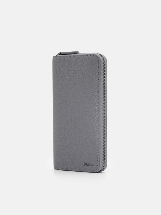 PEDRO Tumbled Leather Long Wallet - Grey Tumble
