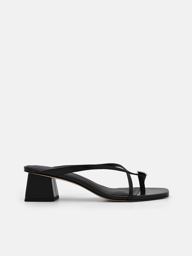 PEDRO Alexis Leather Block Heel Sandals - Black