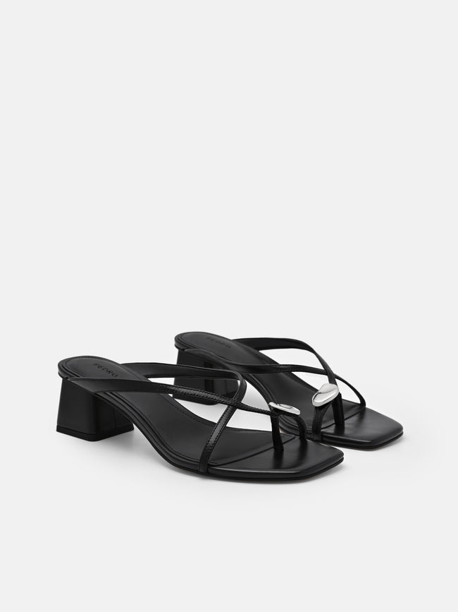 PEDRO Alexis Leather Block Heel Sandals - Black