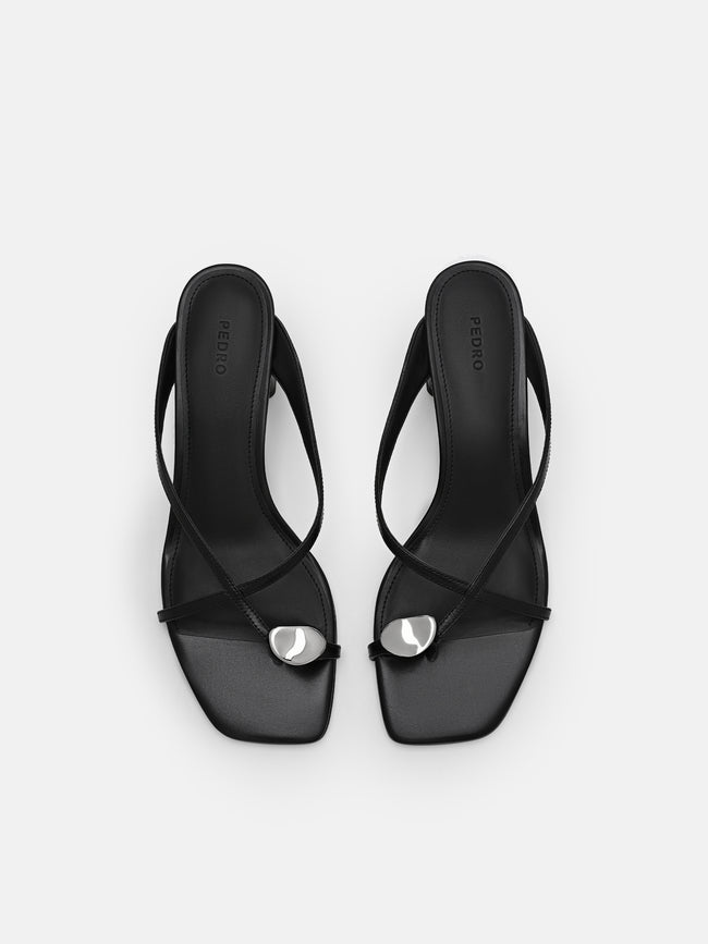 PEDRO Alexis Leather Block Heel Sandals - Black