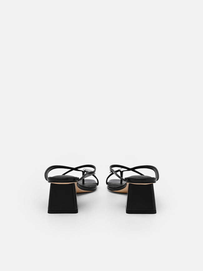 PEDRO Alexis Leather Block Heel Sandals - Black