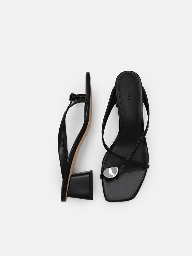 PEDRO Alexis Leather Block Heel Sandals - Black