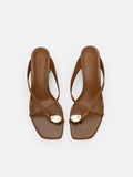 PEDRO Alexis Leather Block Heel Sandals - Brown
