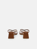 PEDRO Alexis Leather Block Heel Sandals - Brown