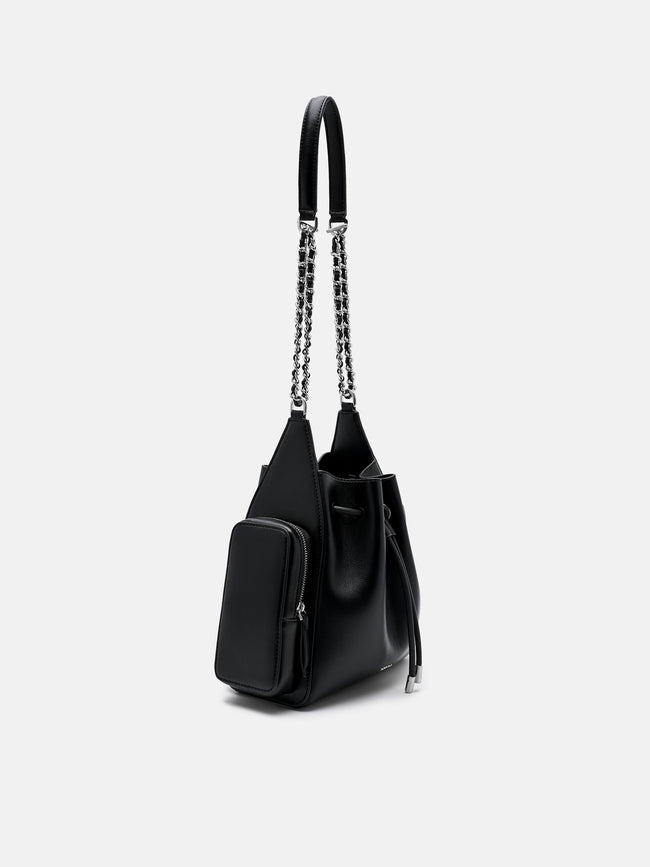 PEDRO Drawstring Bucket Bag - Black