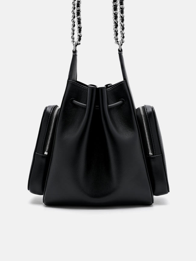PEDRO Drawstring Bucket Bag - Black