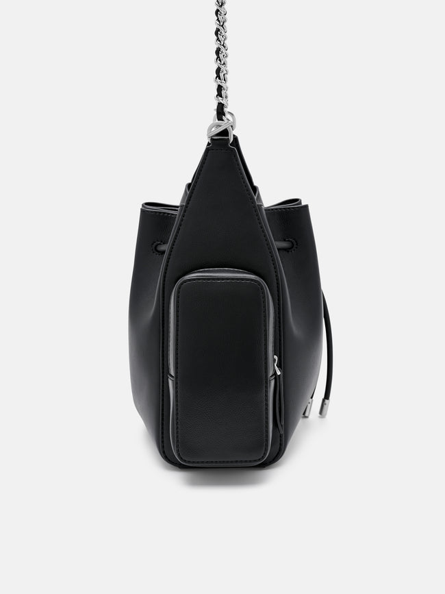 PEDRO Drawstring Bucket Bag - Black