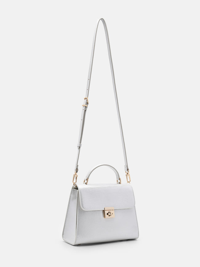PEDRO Cameo Leather Handbag- Silver