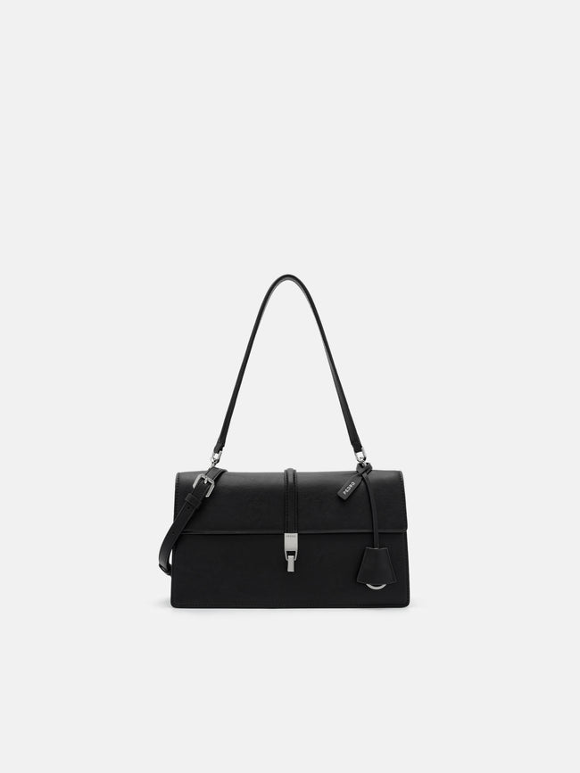 PEDRO Hitch Flap Shoulder Bag- Black