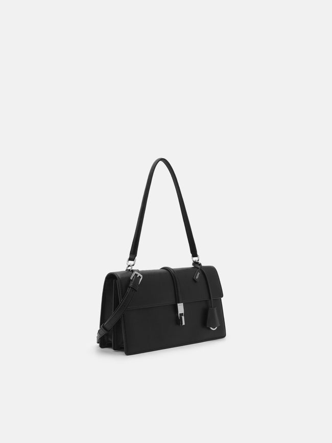 PEDRO Hitch Flap Shoulder Bag- Black