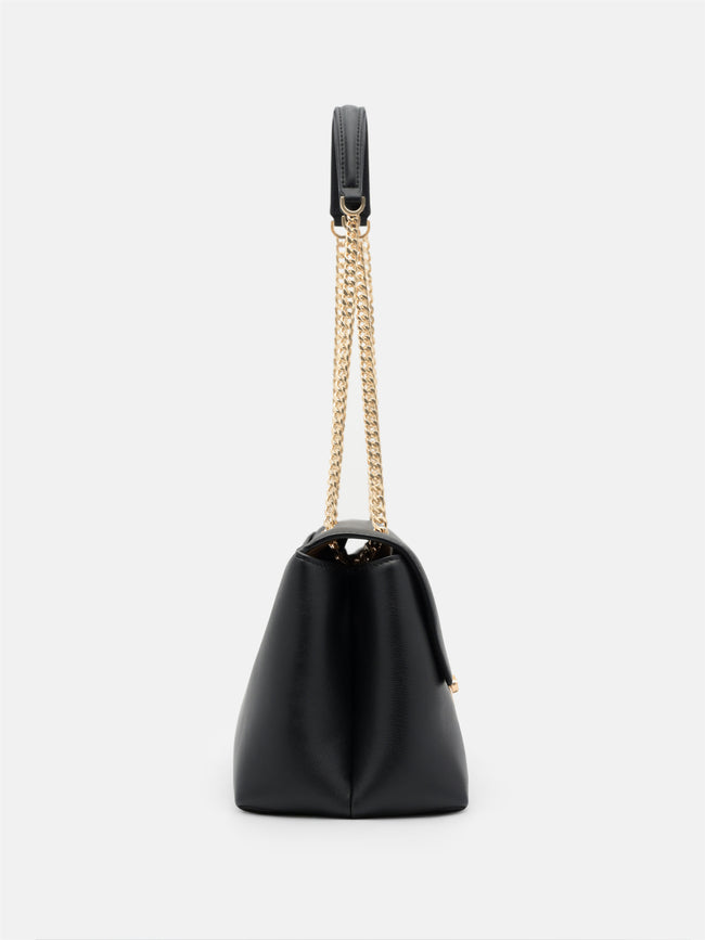 PEDRO Leather Foldover Bag- Black