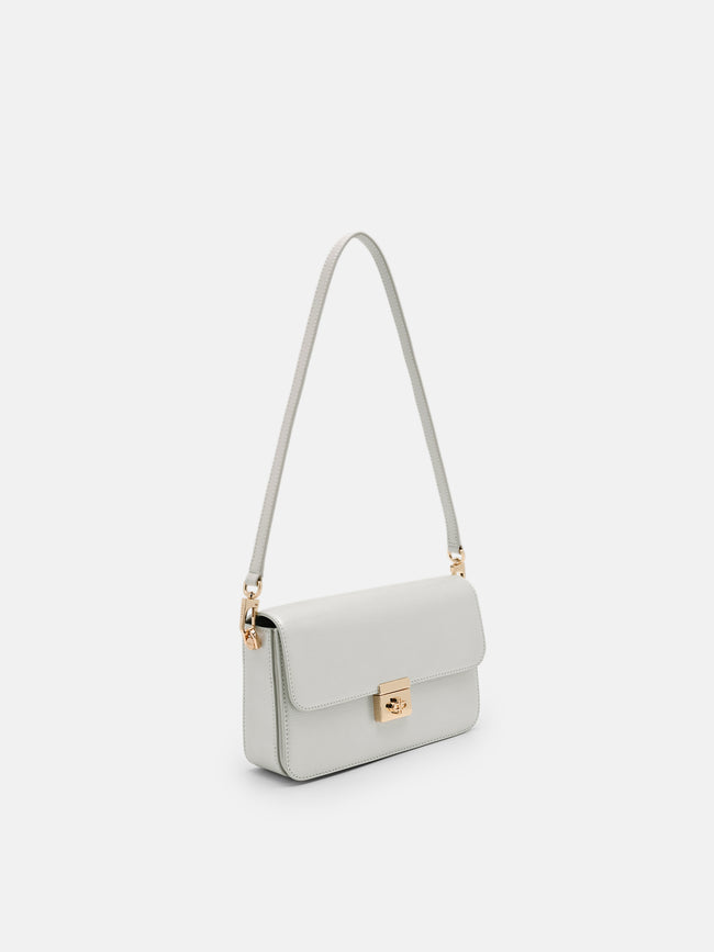PEDRO Cameo Leather Shoulder Bag- Silver