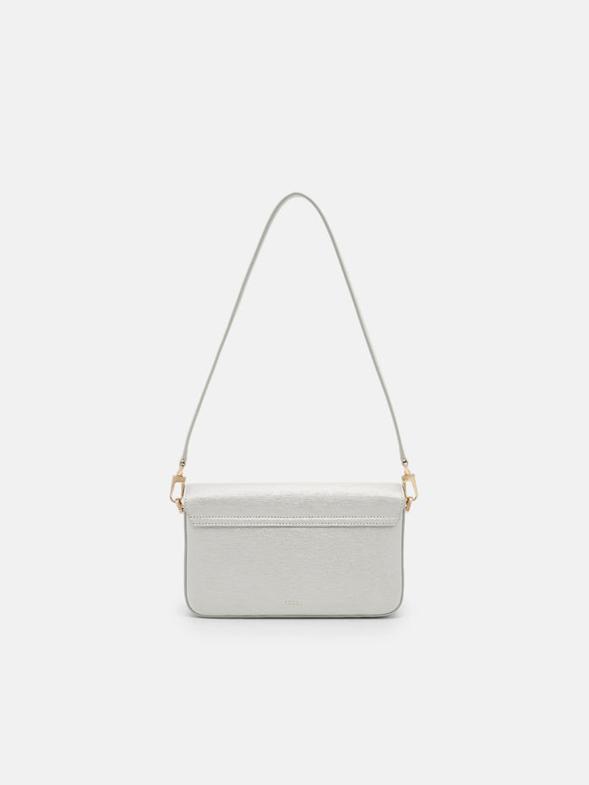 PEDRO Cameo Leather Shoulder Bag- Silver