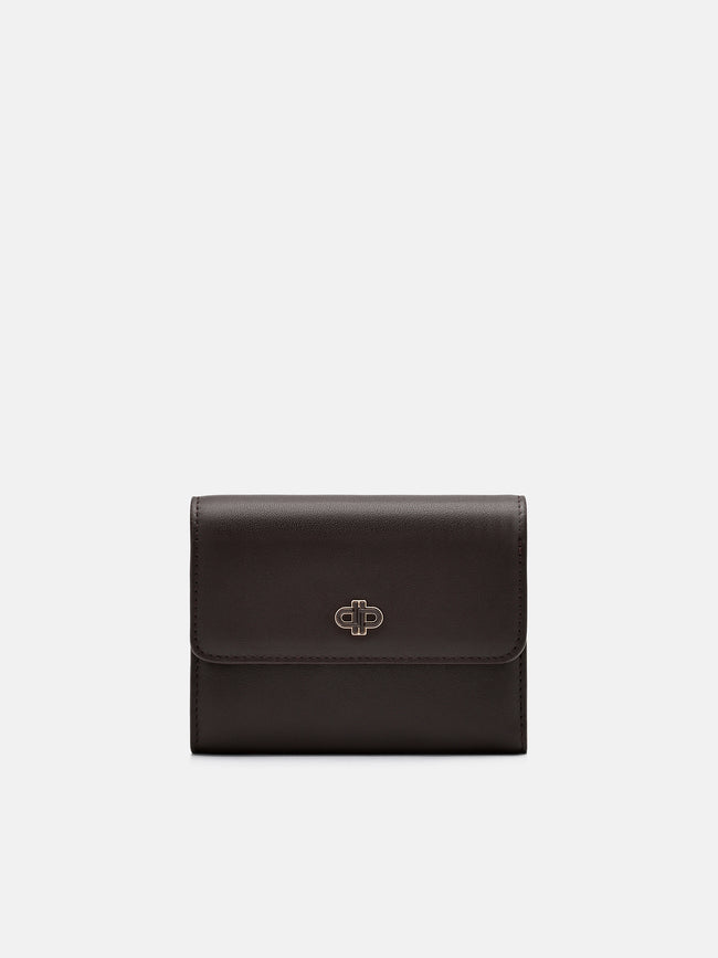 PEDRO Leather Tri-Fold Wallet - Dark Brown