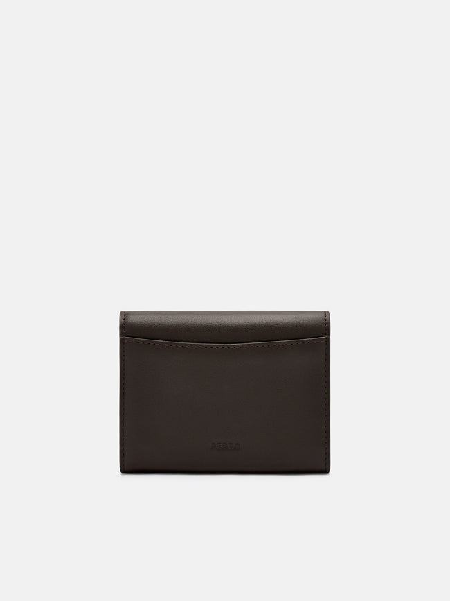 PEDRO Leather Tri-Fold Wallet - Dark Brown