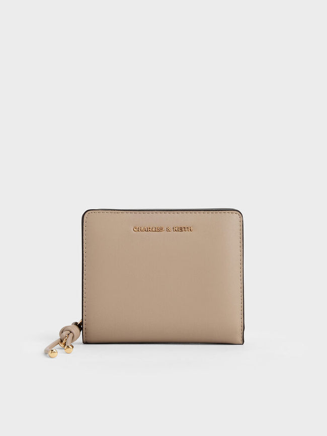 CHARLES & KEITH Women Everleigh Zip-Around Small Wallet -Taupe