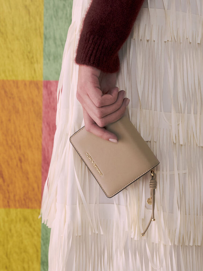 CHARLES & KEITH Women Everleigh Zip-Around Small Wallet -Taupe