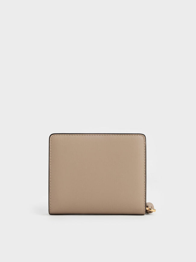 CHARLES & KEITH Women Everleigh Zip-Around Small Wallet -Taupe