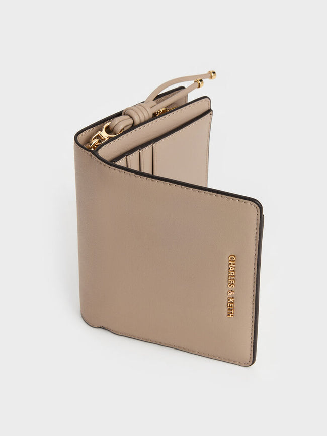 CHARLES & KEITH Women Everleigh Zip-Around Small Wallet -Taupe