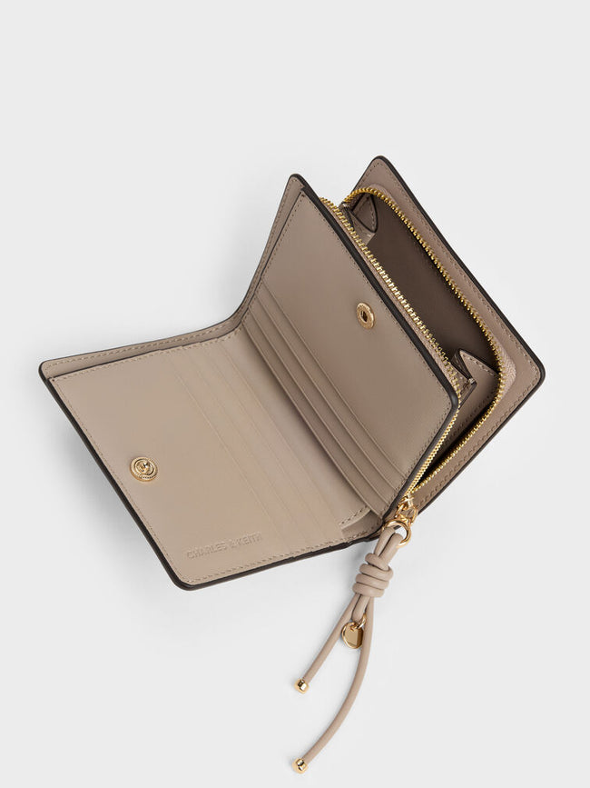 CHARLES & KEITH Women Everleigh Zip-Around Small Wallet -Taupe