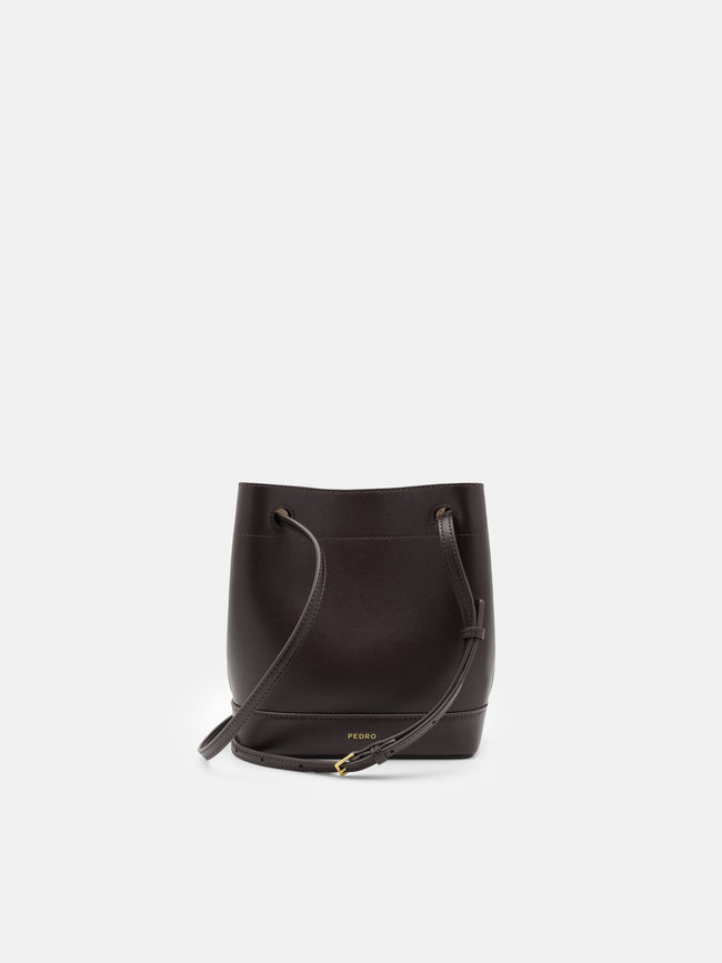 PEDRO Loli Leather Bucket Bag- Dark Brown