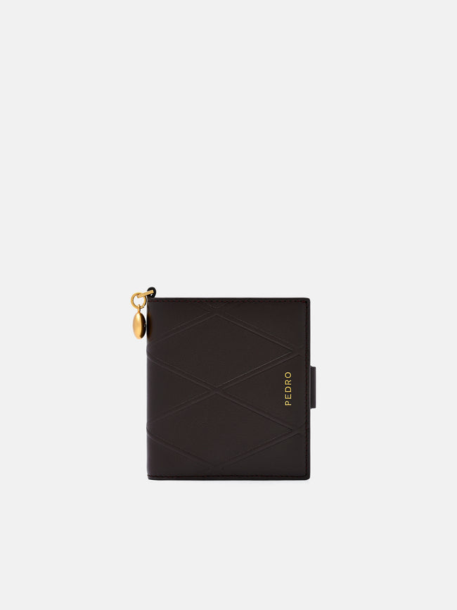 PEDRO Quilted Leather Bi-Fold Wallet - Dark Brown