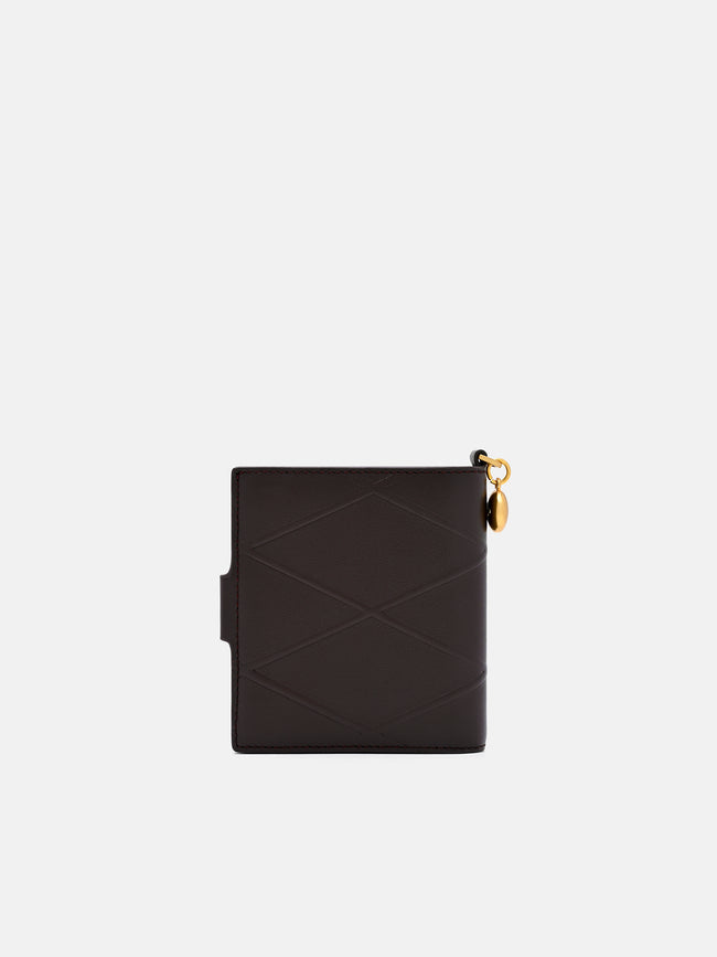 PEDRO Quilted Leather Bi-Fold Wallet - Dark Brown