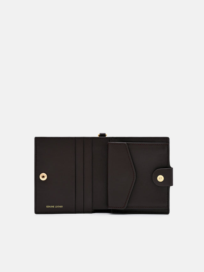 PEDRO Quilted Leather Bi-Fold Wallet - Dark Brown