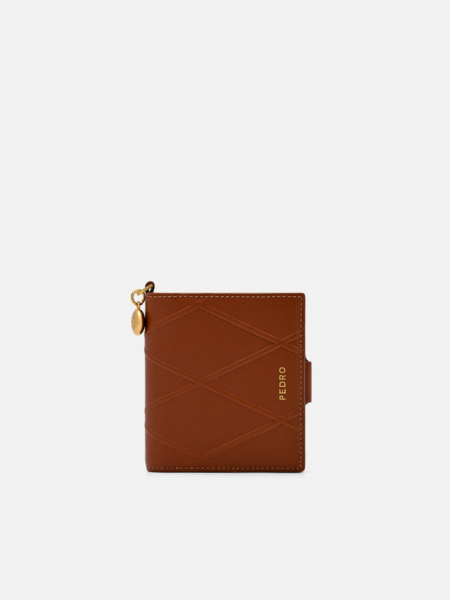 PEDRO Quilted Leather Bi-Fold Wallet - Brick