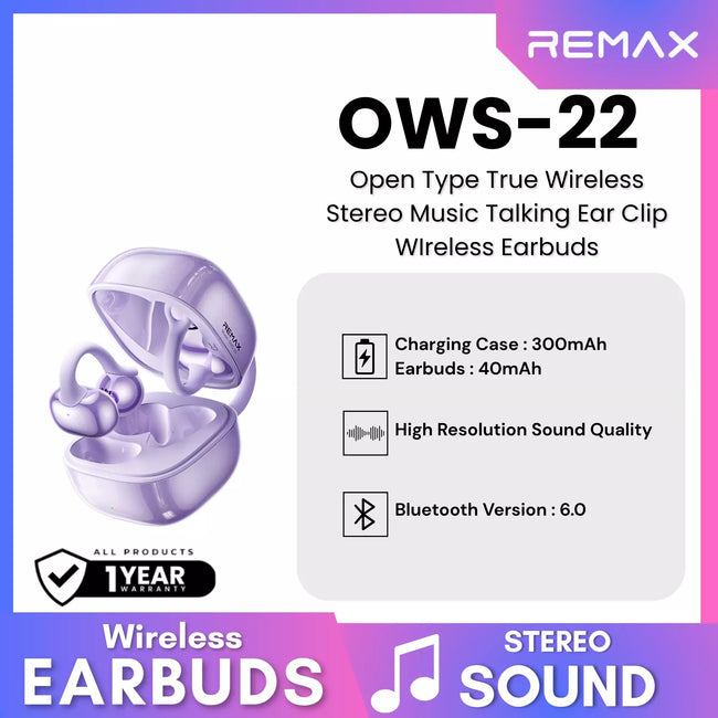 REMAX - OWS-22 Open Type True Wireless Stereo Music Talking Ear Clip WIreless Earbuds