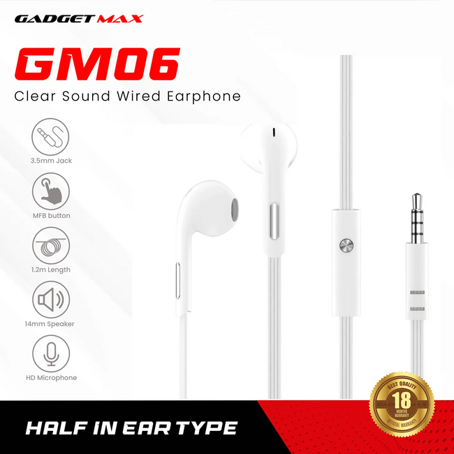 GADGET MAX - GM06 3.5mm Clear Sound Wired Earphone