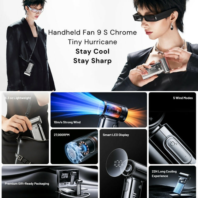 JisuLife - Handheld Fan Life 9S ( 5000mAh ) - Chrome Edition